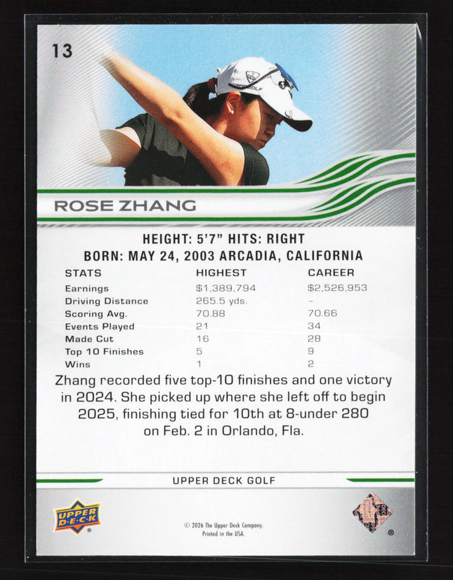 2026 Upper Deck Golf Deluxe Rose Zhang #13 117/250