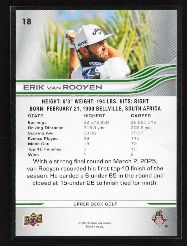 2026 Upper Deck Golf Deluxe Erik van Rooyen #18 059/250