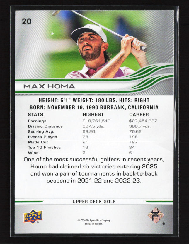 2026 Upper Deck Golf Deluxe Max Homa #20 245/250
