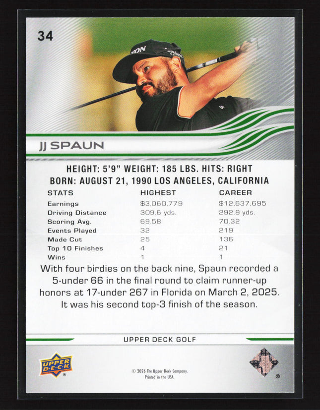 2026 Upper Deck Golf Deluxe JJ Spaun #34 213/250