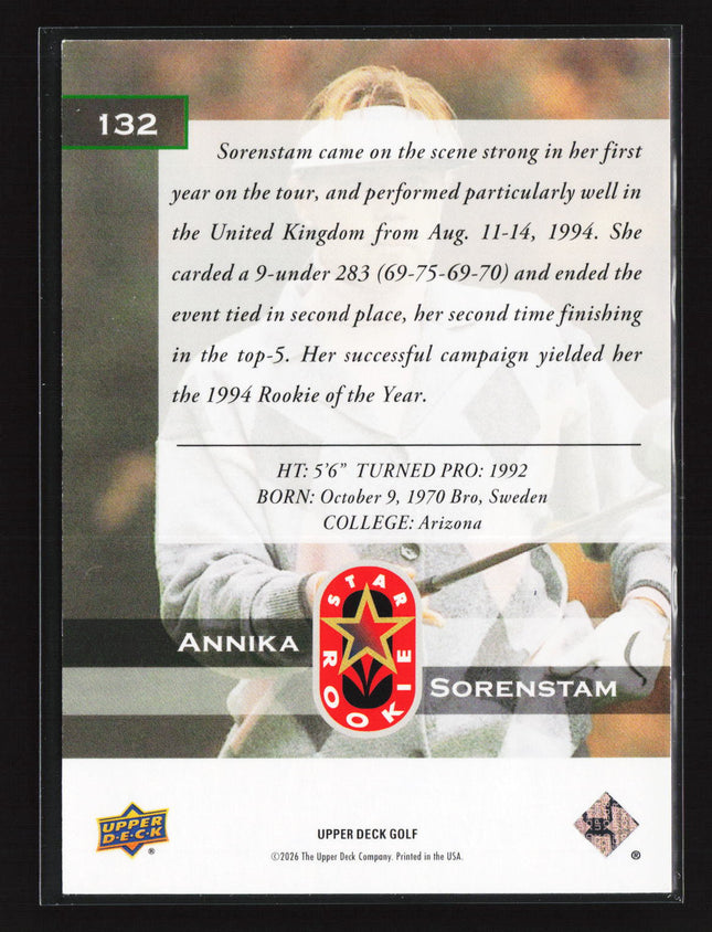 2026 Upper Deck Golf Deluxe Star Rookie Annika Sorenstam #132 041/250