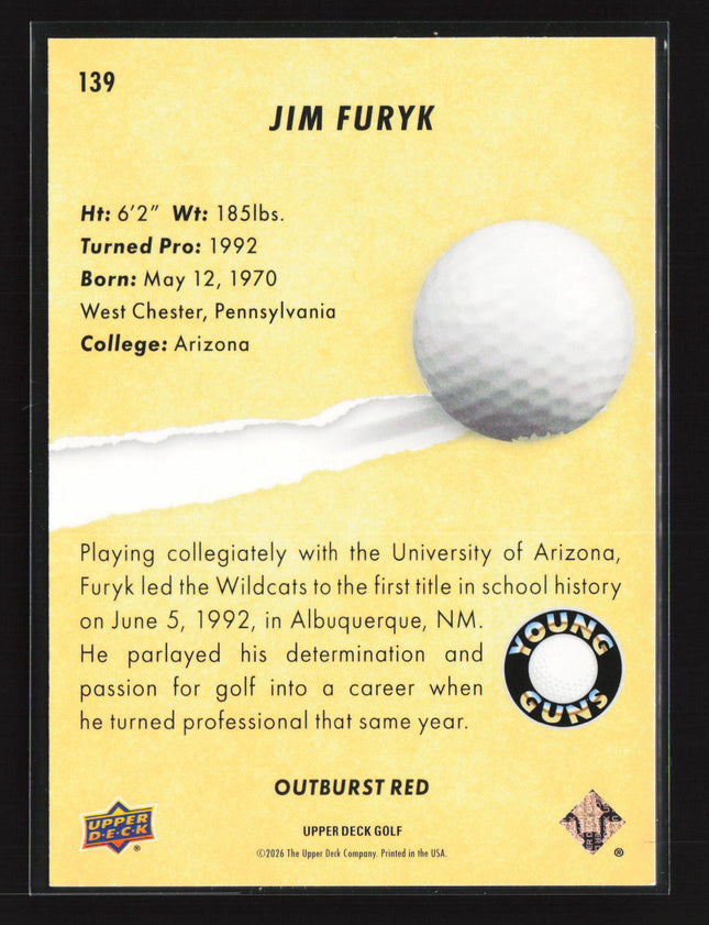 2026 Upper Deck Golf Young Guns Outburst Red Jim Furyk #139 24/25