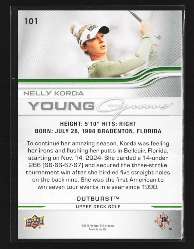 2026 Upper Deck Golf Young Guns Outburst Nelly Korda #101 Silver