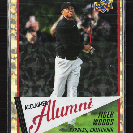 2026 Upper Deck Golf Acclaimed Alumni Tiger Woods #AL-1 Gold