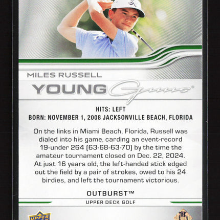 2026 Upper Deck Golf Young Guns Outburst Miles Russell #110 Silver