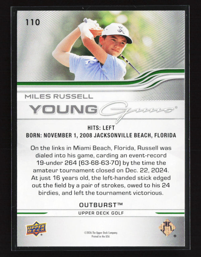 2026 Upper Deck Golf Young Guns Outburst Miles Russell #110 Silver