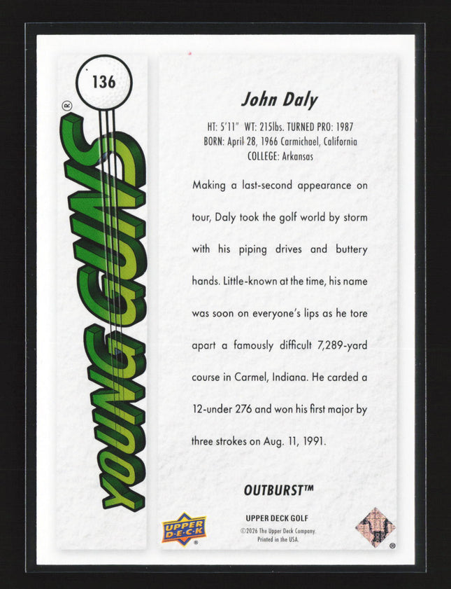 2026 Upper Deck Golf Young Guns Outburst John Daly #136