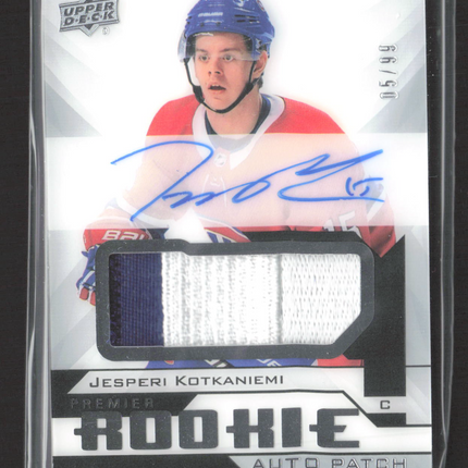 2019 Upper Deck Premier Jesperi Kotkaniemi #AR-JK 05/99 Auto Patch