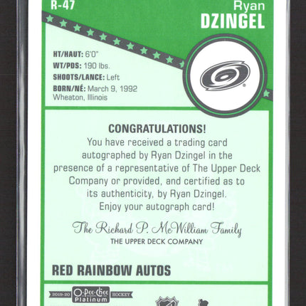 2020 O-Pee-Chee Platinum Red Rainbow Autos Ryan Dzingel #R-47 Auto