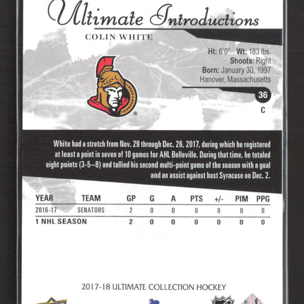 2018 Upper Deck Ultimate Collection Ultimate Introductions Colin White #UI-11