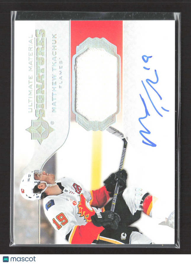 2020 UD Ultimate Material Signatures Matthew Tkachuk #UMS-MT Jersey Auto /99