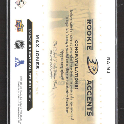 2020 Upper Deck Ultimate Collection Rookie Accents Max Jones #RA-MJ Auto /99