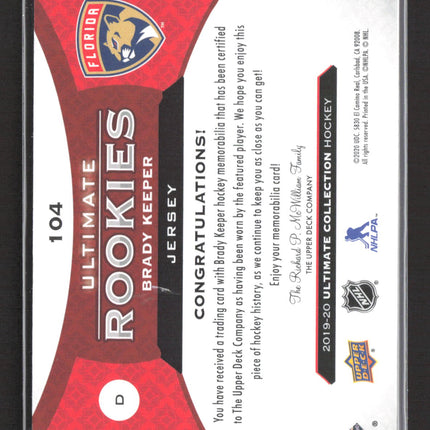 2020 Upper Deck Ultimate Collection Ultimate Rookies Brady Keeper #104 Jersey