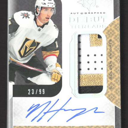 2020 Upper Deck Ultimate Debut Threads Nicolas Hague #DT-NH Patch Auto /99