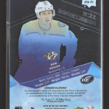 2020 Upper Deck Ice Ice Premieres Rem Pitlick #IPA-PI Autograph
