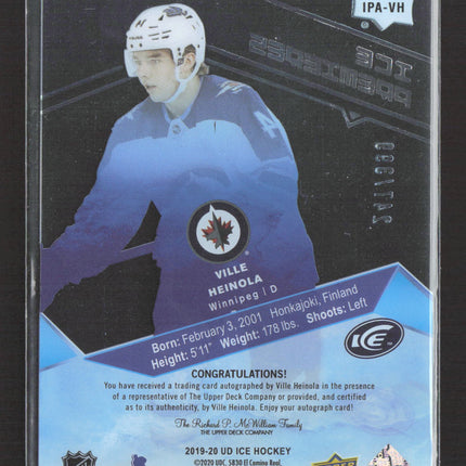 2020 Upper Deck Ice Ice Premieres Ville Heinola #IPA-VH Autograph 247/399