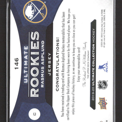 2020 Upper Deck Ultimate Rookies Jersey Rasmus Asplund #146 Jersey