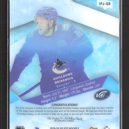 2020 Upper Deck Ice Ice Premieres Guillaume Brisebois #IPJ-GB Jersey Patch