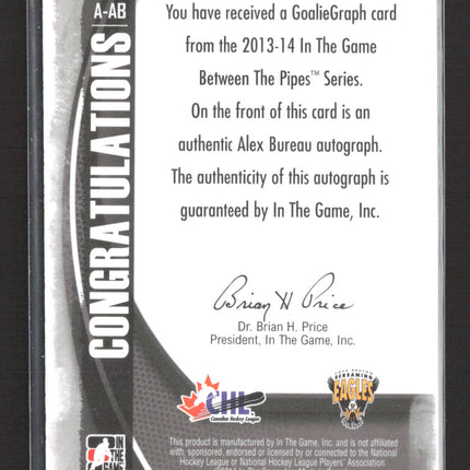2014 In The Game Between The Pipes GoalieGraph Alex Bureau #A-AB Auto