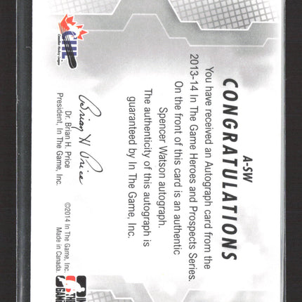 2014 In The Game Heroes and Prospects Autograph Vault Spencer Watson #A-SW