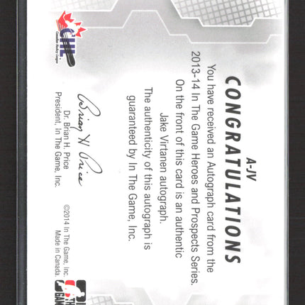 2014 In The Game Heroes and Prospects Autograph Vault Jake Virtanen #A-JV