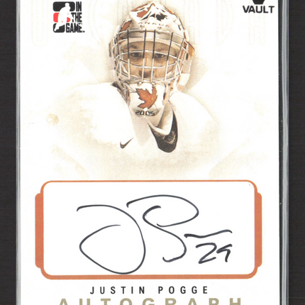 2007 In The Game O Canada Vault Justin Pogge #A-JP Authentic Autograph