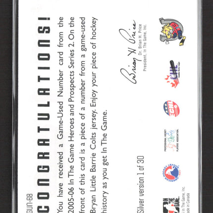 2006 In The Game Heroes and Prospects Series 2 Bryan Little Jersey 1/1
