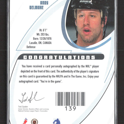 2003 In The Game Signature Series Vault Andy Delmore #070 Auto