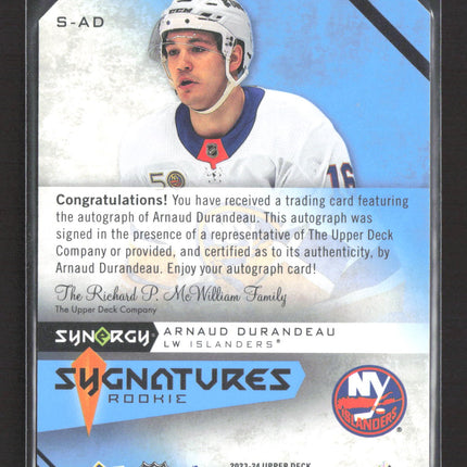 2024 Upper Deck Synergy Sygnatures Arnaud Durandeau #S-AD Auto