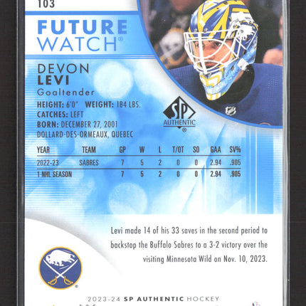 2024 Upper Deck SP Authentic Future Watch Devon Levi #103 Limited 385/399