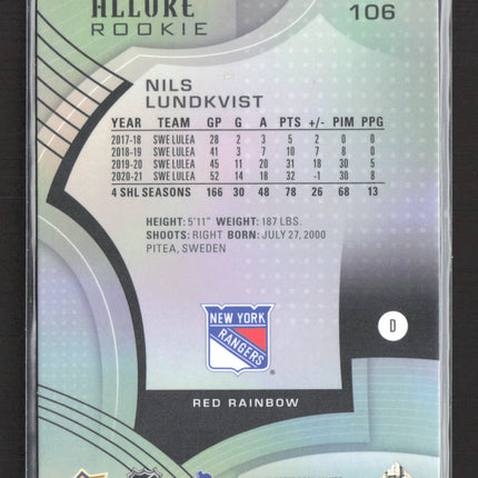 2022 Upper Deck Allure Nils Lundkvist #106 Red Rainbow
