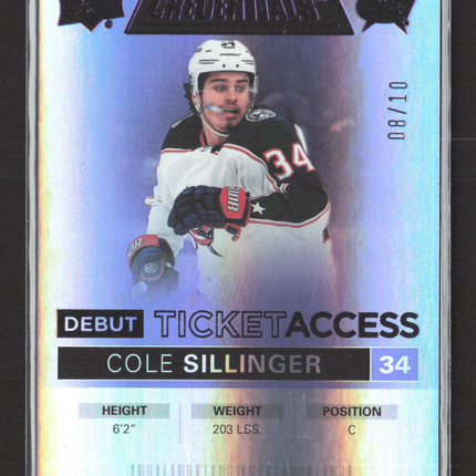 2022 Upper Deck Credentials Debut Ticket Access Cole Sillinger #135 Holo 08/10