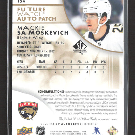 2023 UD SP Authentic Future Watch Auto Patch Mackie Samoskevich #154 /100