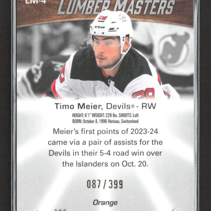 2023 Upper Deck Allure Lumber Masters Timo Meier #LM-4 Orange 087/399