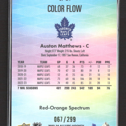 2024 UD Allure Color Flow Auston Matthews #CF-24 Red-Orange Spectrum /299