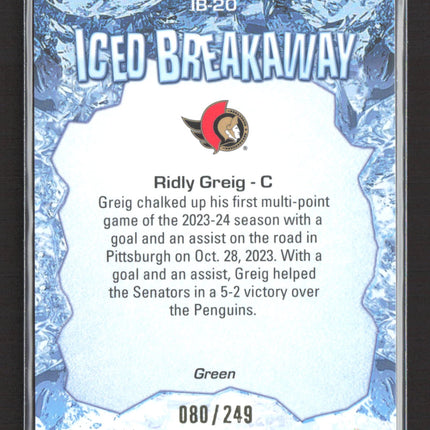 2024 Upper Deck Allure Iced Breakaway Ridly Greig #IB-20 Green 080/249