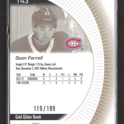 2024 Upper Deck Allure Sean Farrell #143 Gold Glitter Bomb 119/199
