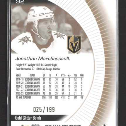 2023 Upper Deck Allure Jonathan Marchessault #92 Gold Glitter Bomb 025/199