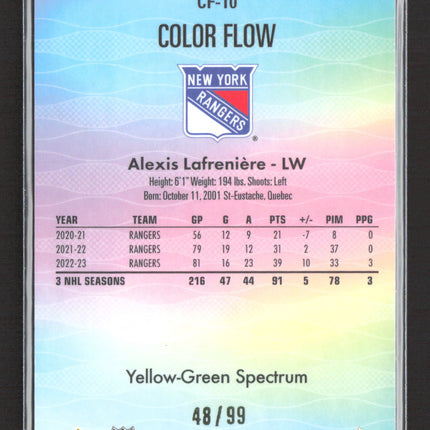 2024 UD Allure Color Flow Alexis Lafrenière #CF-10 Yellow-Green Spectrum 48/99