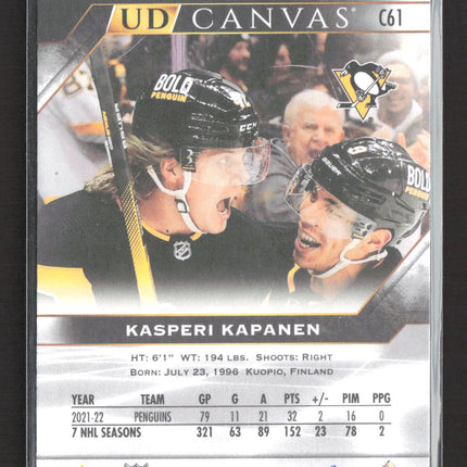 2022 Upper Deck Series 1 UD Canvas Kasperi Kapanen #C61 Black & White