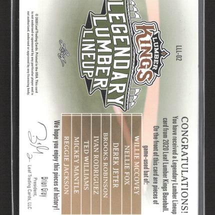 2020 Leaf Lumber Legendary Lumber Lineup Ted Williams Mickey Mantle Derek Jeter