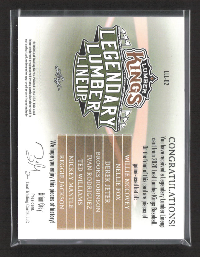 2020 Leaf Lumber Legendary Lumber Lineup Ted Williams Mickey Mantle Derek Jeter