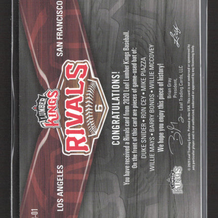2020 Leaf Lumber King Barry Bonds Mike Piazza Duke Snider Willie Mays McCovey /2