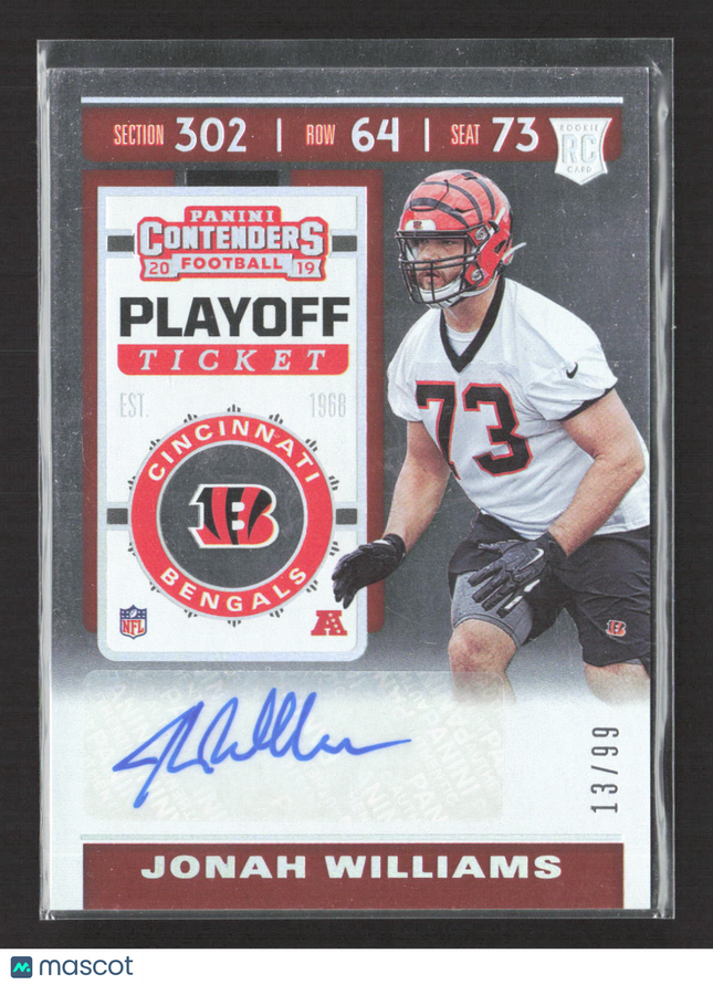 2019 Panini Contenders Football Playoff Ticket Jonah Williams #206 RC 13/99