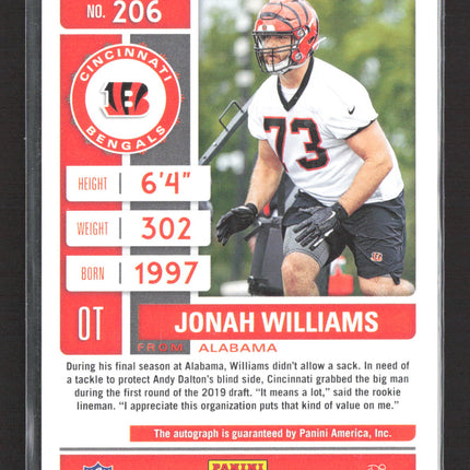 2019 Panini Contenders Football Playoff Ticket Jonah Williams #206 RC 13/99