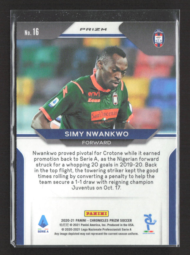 2021 Panini Chronicles Prizm Simy Nwankwo #16 Yellow Checkerboard RC