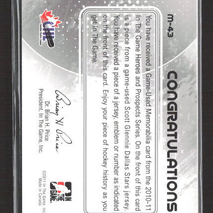 2011 In The Game Heroes and Prospects Scott Glennie #M-43 1/1 Jersey
