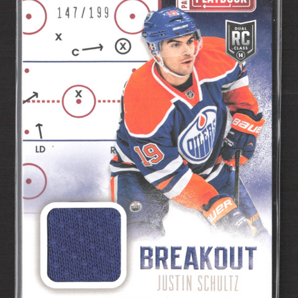 2013 Panini Playbook Breakout Justin Schultz #B-JUS Jersey Patch RC 147/199