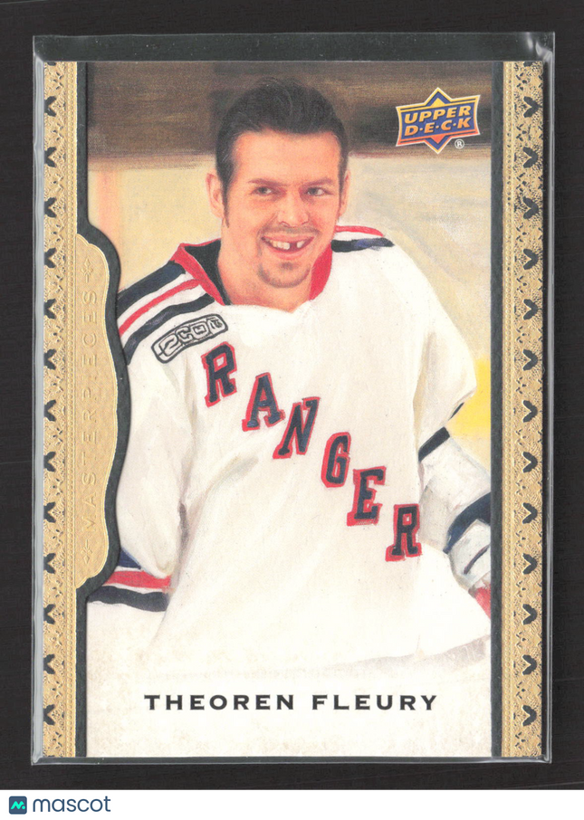 2015 Upper Deck Masterpieces Hockey Theoren Fleury #95 Black Framed Leather /50