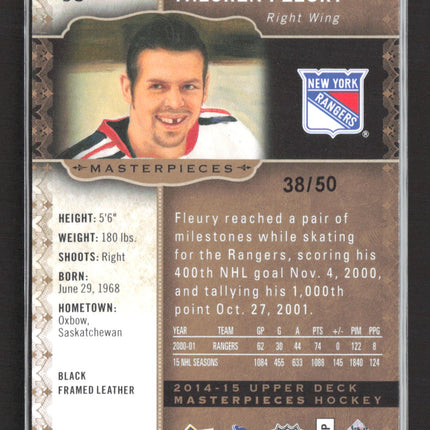 2015 Upper Deck Masterpieces Hockey Theoren Fleury #95 Black Framed Leather /50